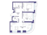 Планировка 2-комнатной квартиры, 65 м2