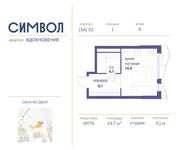 Планировка квартиры студии, 24,7 м2