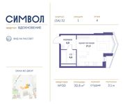 Планировка квартиры студии, 30,8 м2