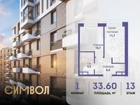 Планировка 1-комнатной квартиры, 33,6 м2