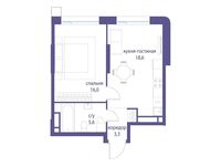 Планировка  1-комнатной квартиры, 43,5 м2