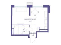 Планировка квартиры студии, 33,6 м2