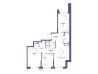 Планировка  3-комнатной квартиры, 87,8 м2
