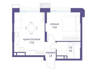 Планировка 1-комнатной квартиры, 39,2 м2
