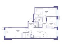 Планировка  3-комнатной квартиры, 107 м2