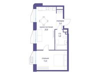 Планировка 1-комнатной квартиры, 45,4 м2