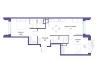 Планировка  2-комнатной квартиры, 71 м2