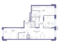 Планировка  3-комнатной квартиры, 103,1 м2