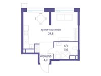 Планировка квартиры студии, 35,3 м2