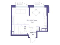 Планировка квартиры студии, 33,4 м2