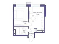 Планировка 1-комнатной квартиры, 41,5 м2
