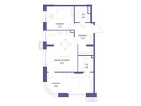 Планировка  2-комнатной квартиры, 73,7 м2