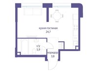 Планировка квартиры студии, 34,4 м2
