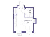 Планировка квартиры студии, 29,6 м2