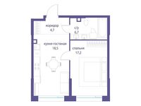 Планировка 1-комнатной квартиры, 47,1 м2