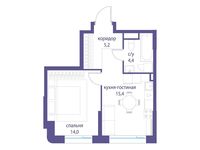 Планировка 1-комнатной квартиры, 39 м2