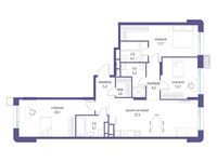 Планировка  3-комнатной квартиры, 105 м2