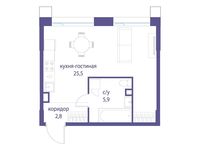 Планировка квартиры студии, 34,2 м2
