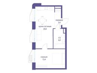 Планировка 1-комнатной квартиры, 45,6 м2