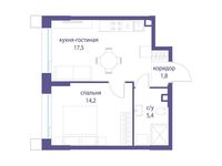 Планировка 1-комнатной квартиры, 38,9 м2