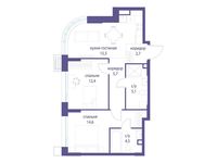 Планировка  2-комнатной квартиры, 60,5 м2