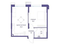 Планировка 1-комнатной квартиры, 50,7 м2