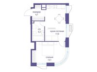 Планировка 1-комнатной квартиры, 42,1 м2
