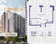 Планировка квартиры студии, 33,6 м2