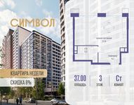 Планировка квартиры студии, 37 м2