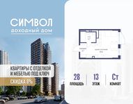 Планировка квартиры студии, 28 м2