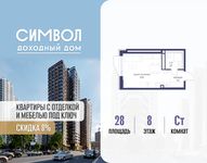 Планировка квартиры студии, 28 м2