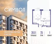Планировка  1-комнатной квартиры, 36,8 м2