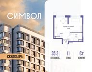 Планировка квартиры студии, 35,3 м2