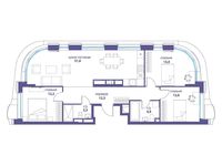 Планировка  3-комнатной квартиры, 90,3 м2