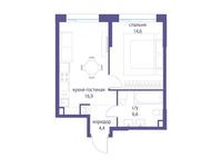 Планировка  1-комнатной квартиры, 42,5 м2