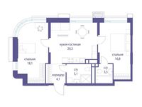 Планировка  2-комнатной квартиры, 67,9 м2
