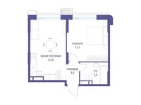 Планировка  1-комнатной квартиры, 46,9 м2