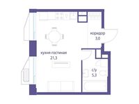 Планировка квартиры студии, 29,6 м2