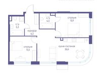 Планировка  2-комнатной квартиры, 72,1 м2