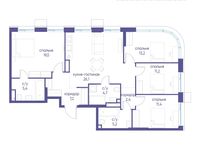 Планировка  4-комнатной квартиры, 105,8 м2
