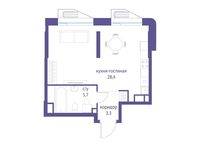 Планировка квартиры студии, 37,4 м2