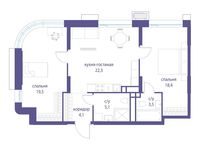 Планировка  2-комнатной квартиры, 72,9 м2