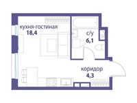 Планировка квартиры студии, 28,7 м2