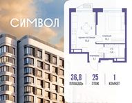 Планировка  1-комнатной квартиры, 36,8 м2