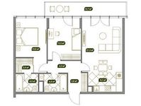 Планировка 3-комнатной квартиры, 77,2 м2