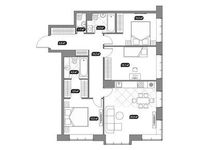 Планировка 3-комнатной квартиры, 92,9 м2