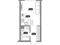 Планировка 1-комнатной квартиры, 26,9 м2
