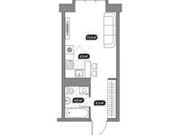 Планировка квартиры студии, 27 м2