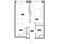Планировка 2-комнатной квартиры, 44,4 м2