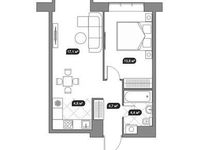 Планировка 2-комнатной квартиры, 44,8 м2
